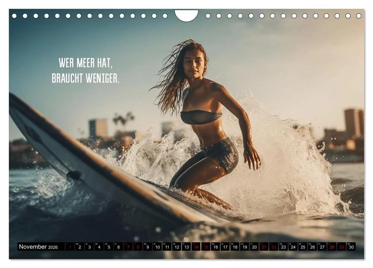 Bild: 9783457377338 | Motivation und Surfen (Wandkalender 2026 DIN A4 quer), CALVENDO...
