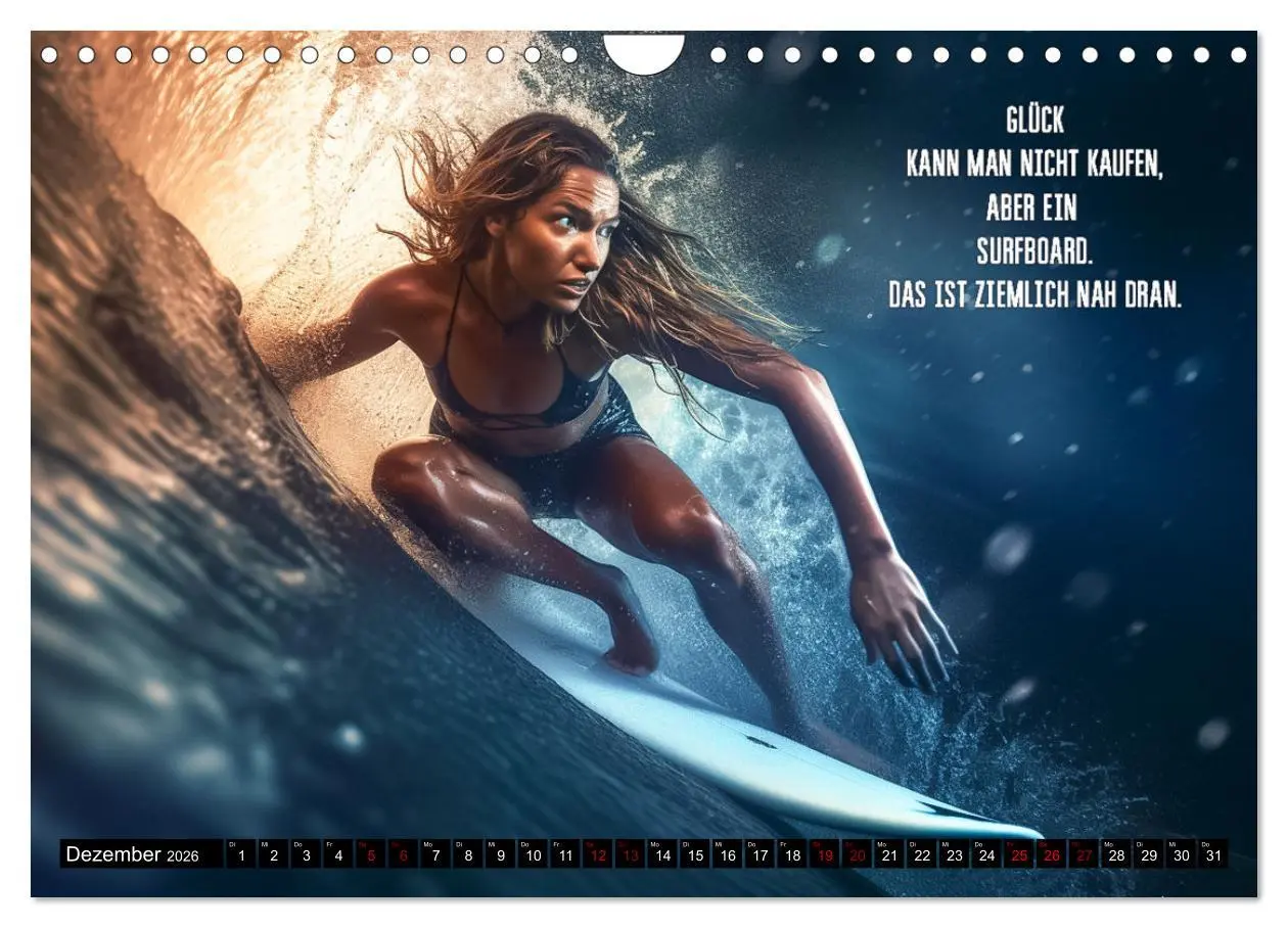 Bild: 9783457377338 | Motivation und Surfen (Wandkalender 2026 DIN A4 quer), CALVENDO...