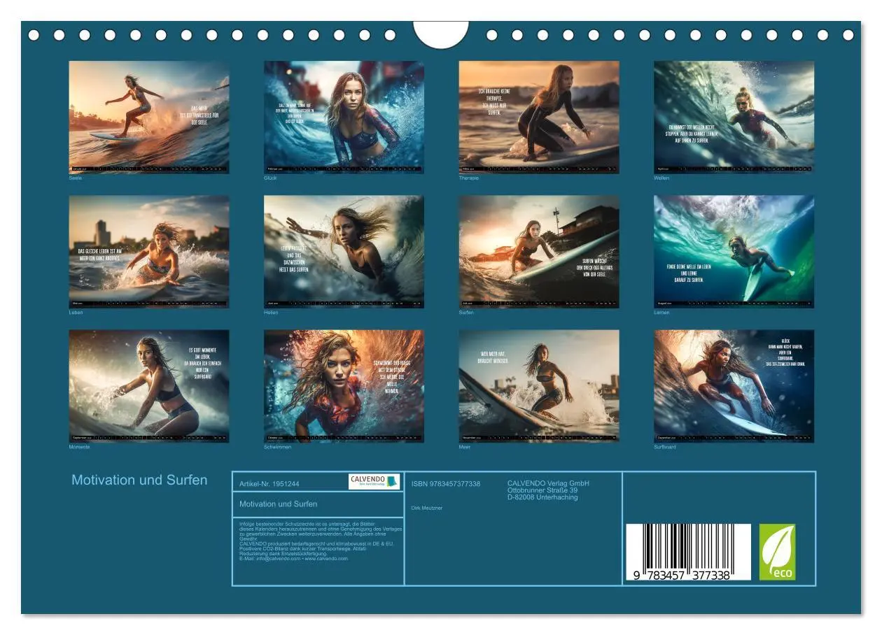 Bild: 9783457377338 | Motivation und Surfen (Wandkalender 2026 DIN A4 quer), CALVENDO...