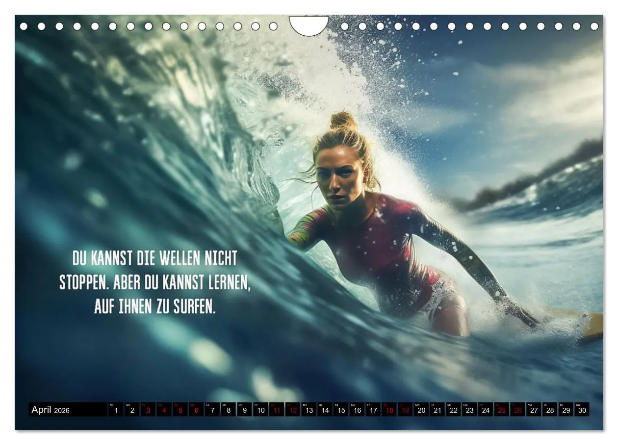 Bild: 9783457377338 | Motivation und Surfen (Wandkalender 2026 DIN A4 quer), CALVENDO...