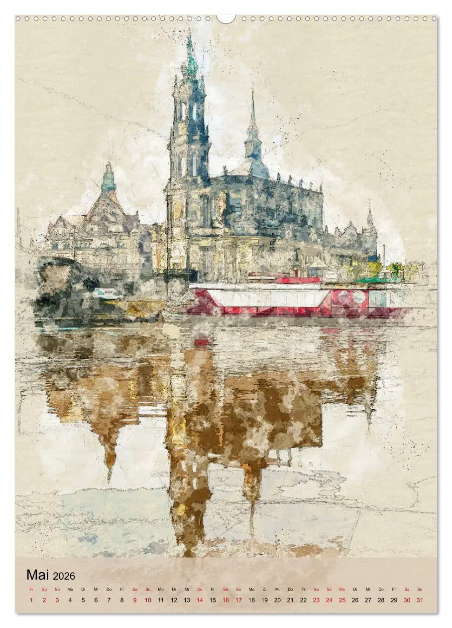 Bild: 9783516377538 | Dresden wie gemalt (Wandkalender 2026 DIN A2 hoch), CALVENDO...