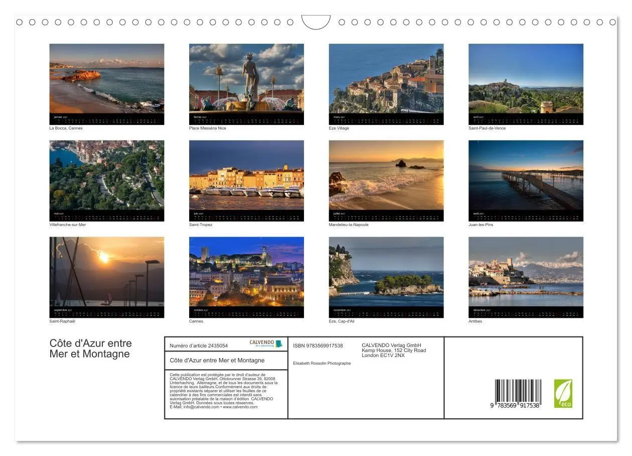 Bild: 9783569917538 | Côte d'Azur entre Mer et Montagne (Calendrier mural 2027 DIN A3...