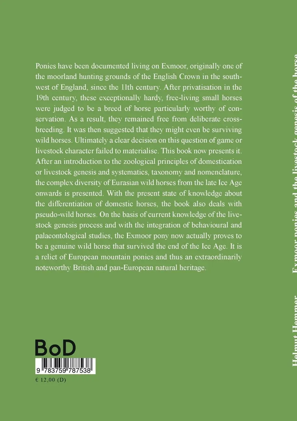 Rückseite: 9783759787538 | Exmoor ponies and the livestock genesis of the horse | Helmut Hemmer