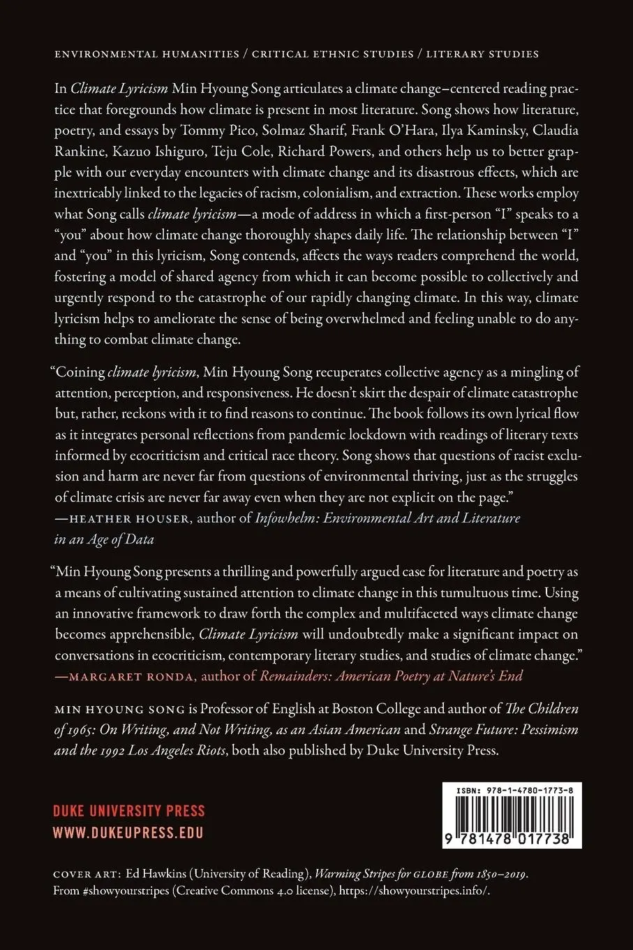 Rückseite: 9781478017738 | Climate Lyricism | Min Hyoung Song | Taschenbuch | Englisch | 2022