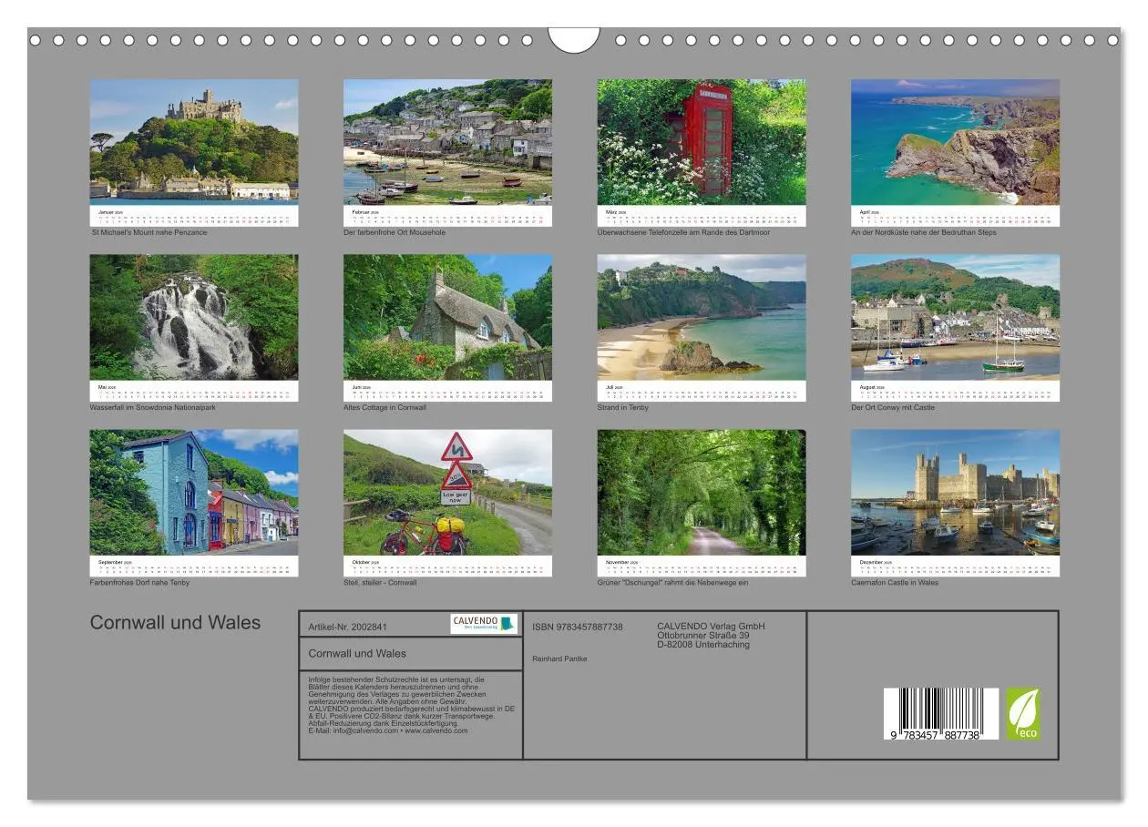 Bild: 9783457887738 | Cornwall und Wales (Wandkalender 2026 DIN A3 quer), CALVENDO...