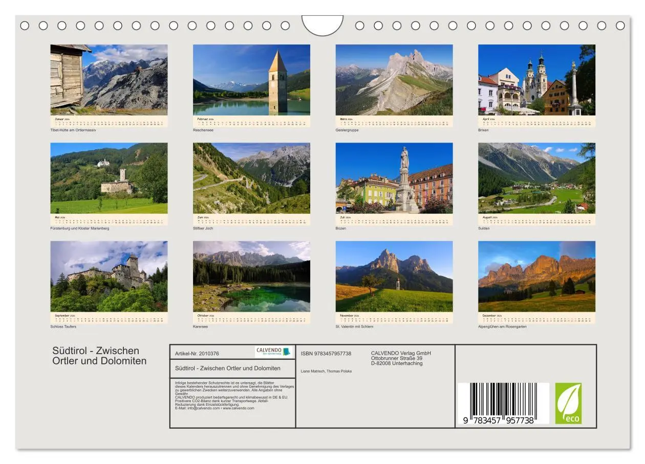 Bild: 9783457957738 | Südtirol - Zwischen Ortler und Dolomiten (Wandkalender 2026 DIN A4...