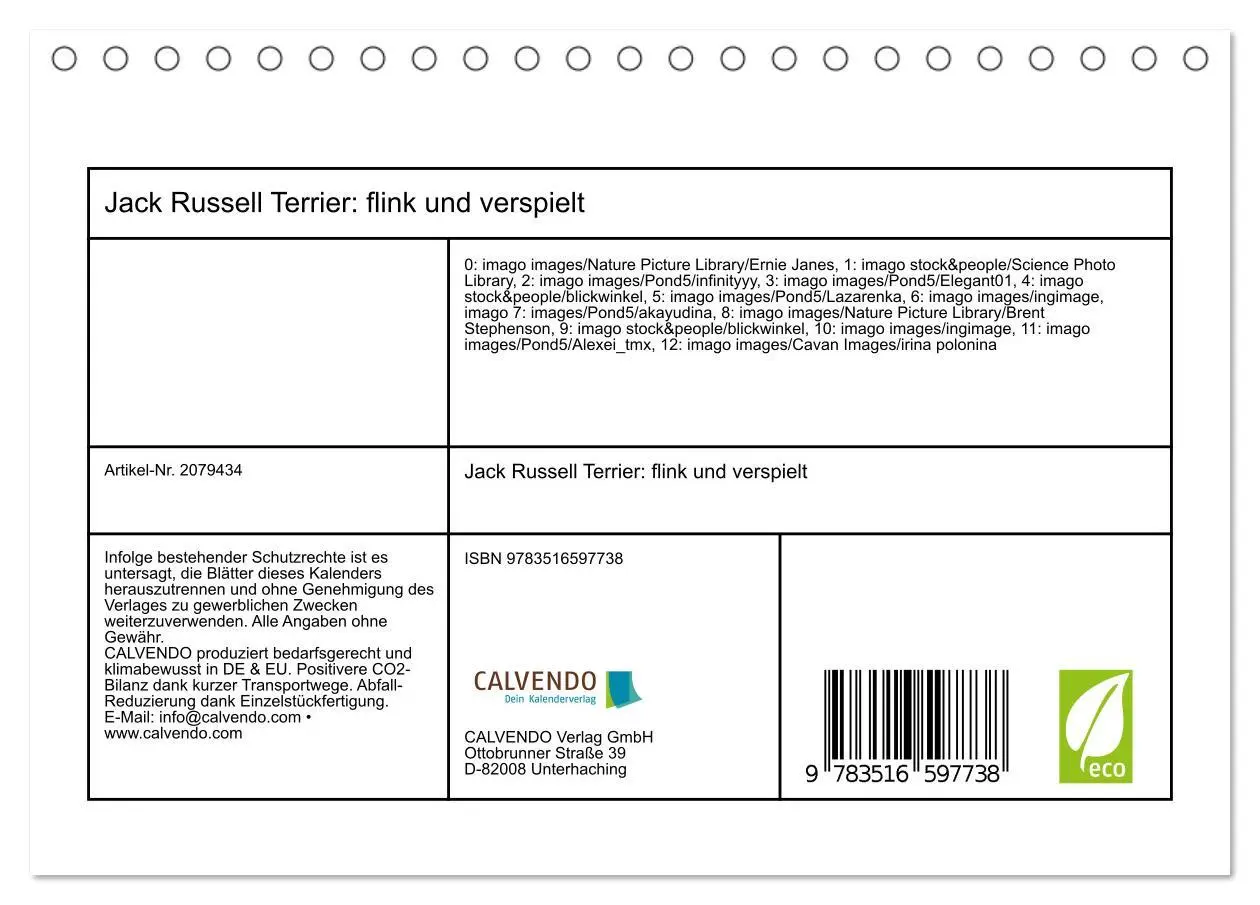 Bild: 9783516597738 | Jack Russell Terrier: flink und verspielt (Tischkalender 2026 DIN...