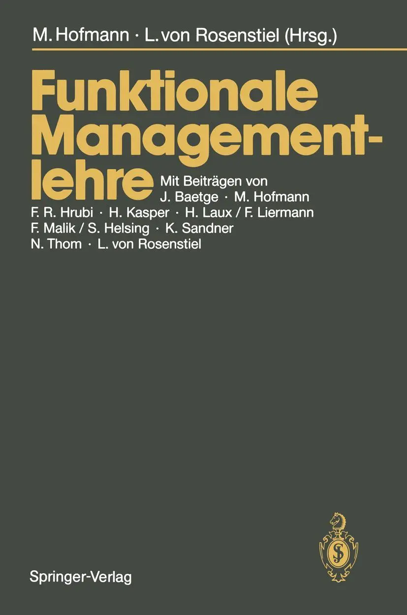 Cover: 9783540187738 | Funktionale Managementlehre | Michael Hofmann (u. a.) | Taschenbuch