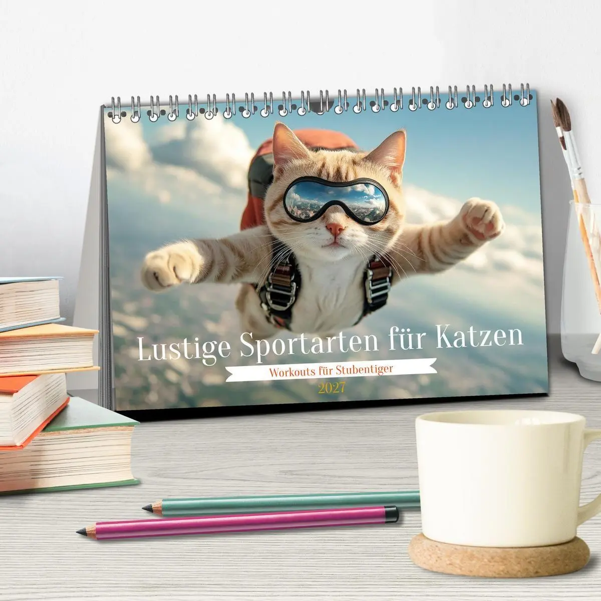 Bild: 9783569067738 | Lustige Sportarten für Katzen (Tischkalender 2027 DIN A5 quer),...