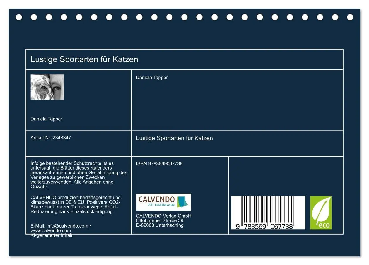 Bild: 9783569067738 | Lustige Sportarten für Katzen (Tischkalender 2027 DIN A5 quer),...