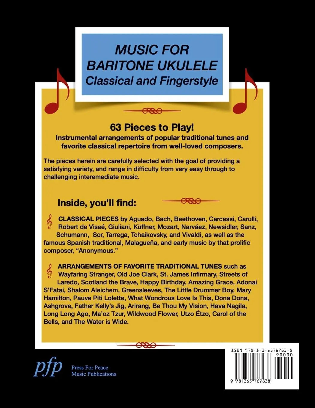 Rückseite: 9781365767838 | Music for Baritone Ukulele | Classical and Fingerstyle | Whitaker