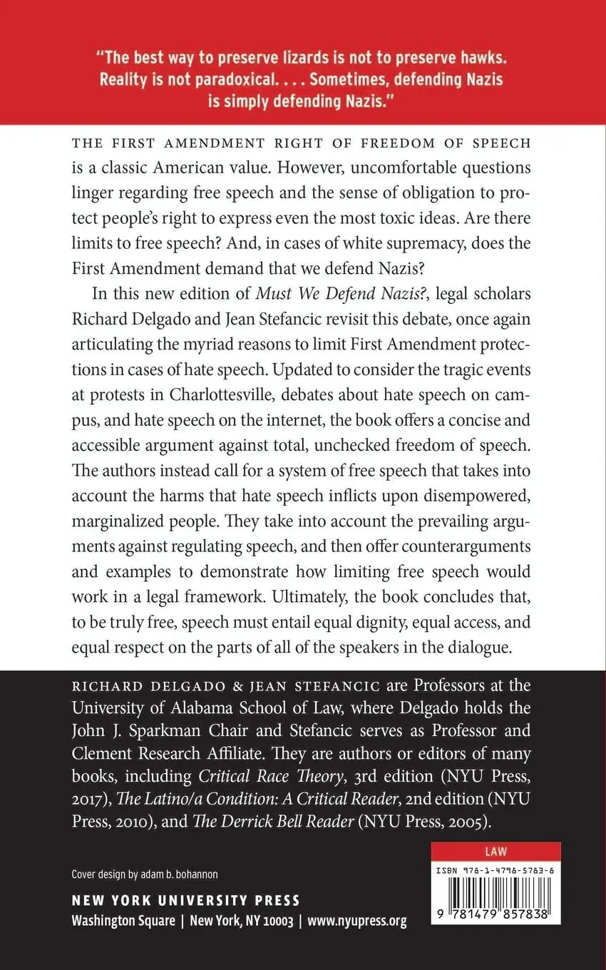 Rückseite: 9781479857838 | Must We Defend Nazis? | Richard Delgado (u. a.) | Taschenbuch | 2018
