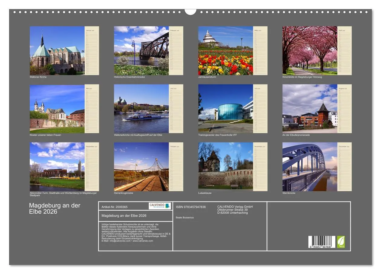 Bild: 9783457947838 | Magdeburg an der Elbe 2026 (Wandkalender 2026 DIN A2 quer),...