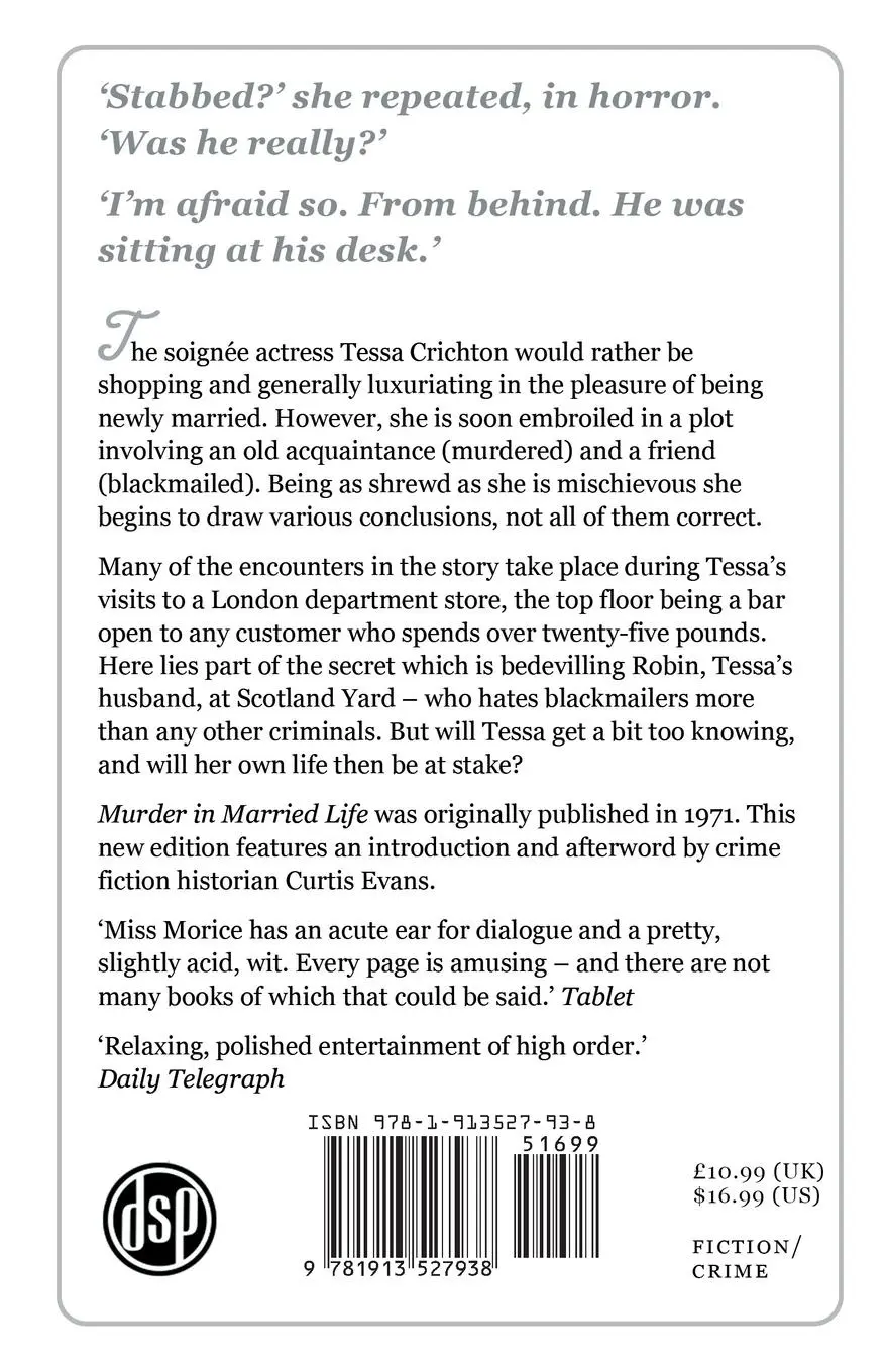 Rückseite: 9781913527938 | Murder in Married Life | A Tessa Crichton Mystery | Anne Morice | Buch