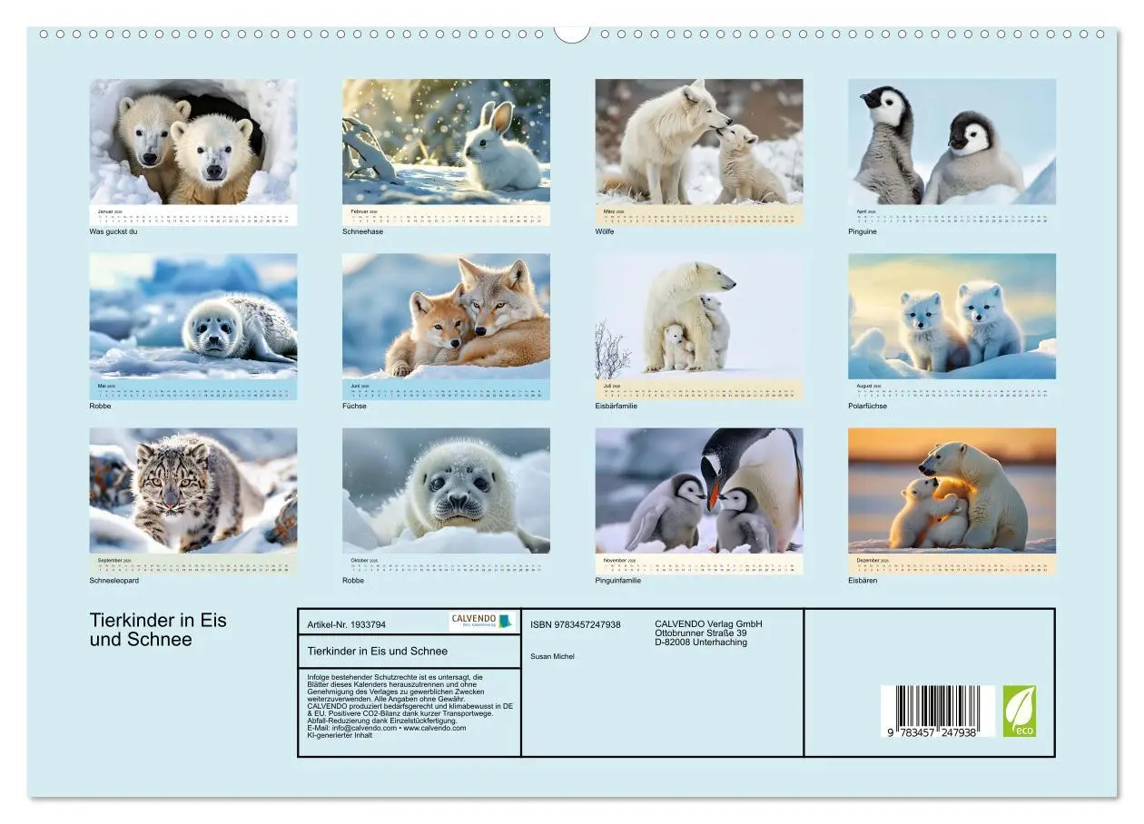 Bild: 9783457247938 | Tierkinder in Eis und Schnee (hochwertiger Premium Wandkalender...