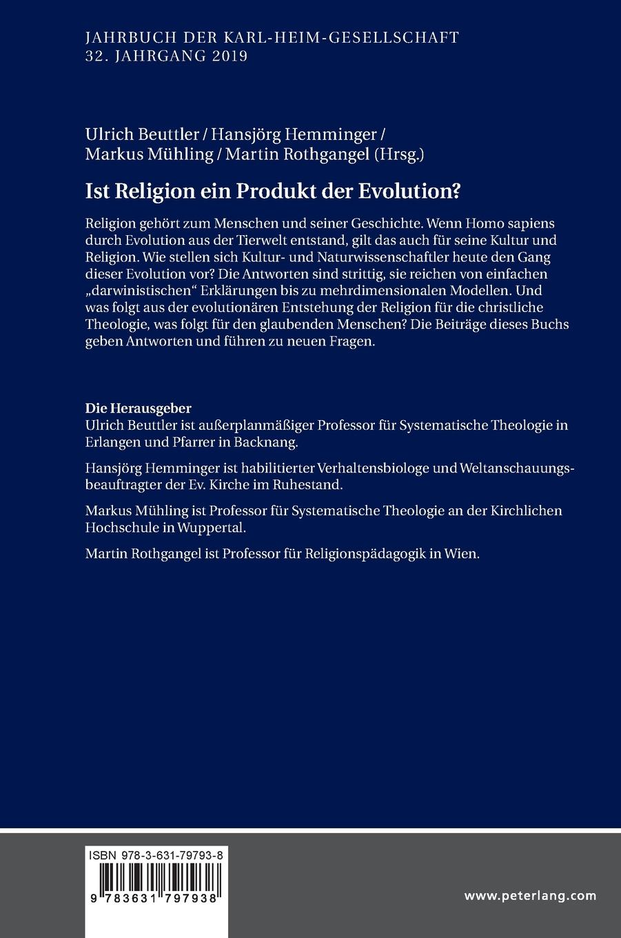 Rückseite: 9783631797938 | Ist Religion ein Produkt der Evolution? | Hansjörg Hemminger (u. a.)