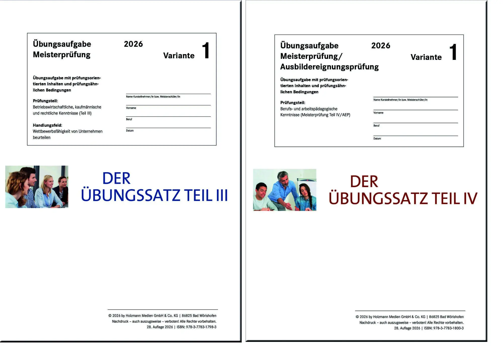 Cover: 9783778317938 | Das Übungspaket Teile III + IV - Variante 1 | Lothar Semper (u. a.)