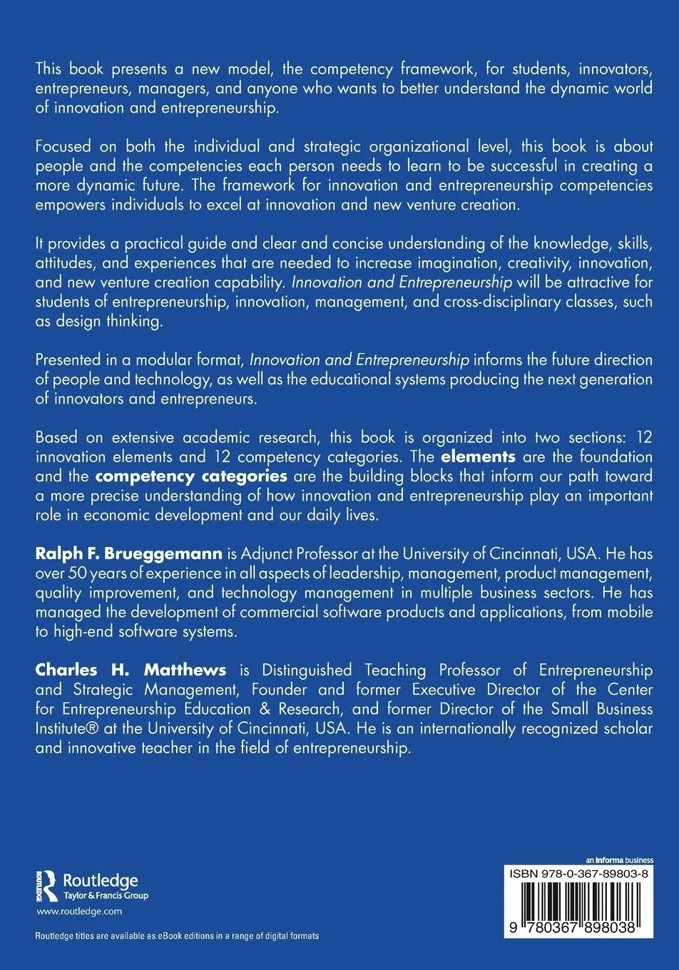 Rückseite: 9780367898038 | Innovation and Entrepreneurship | A Competency Framework | Taschenbuch