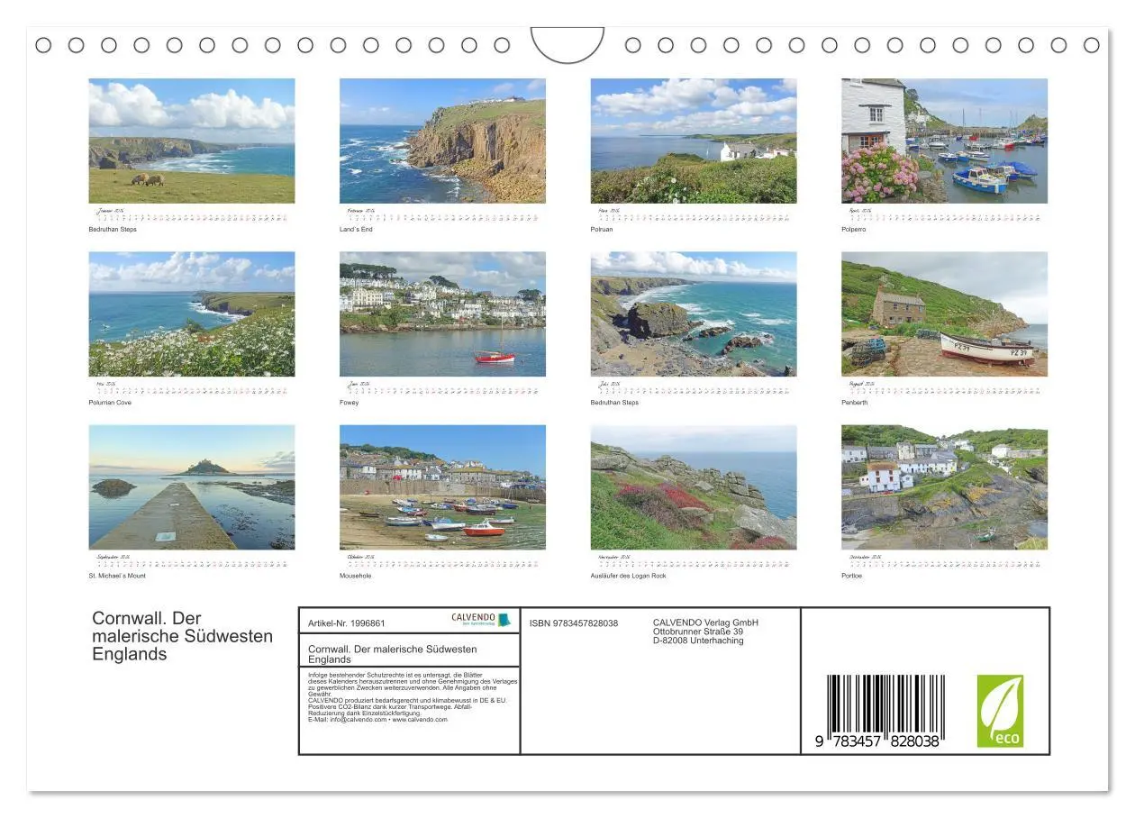 Bild: 9783457828038 | Cornwall. Der malerische Südwesten Englands (Wandkalender 2026 DIN...