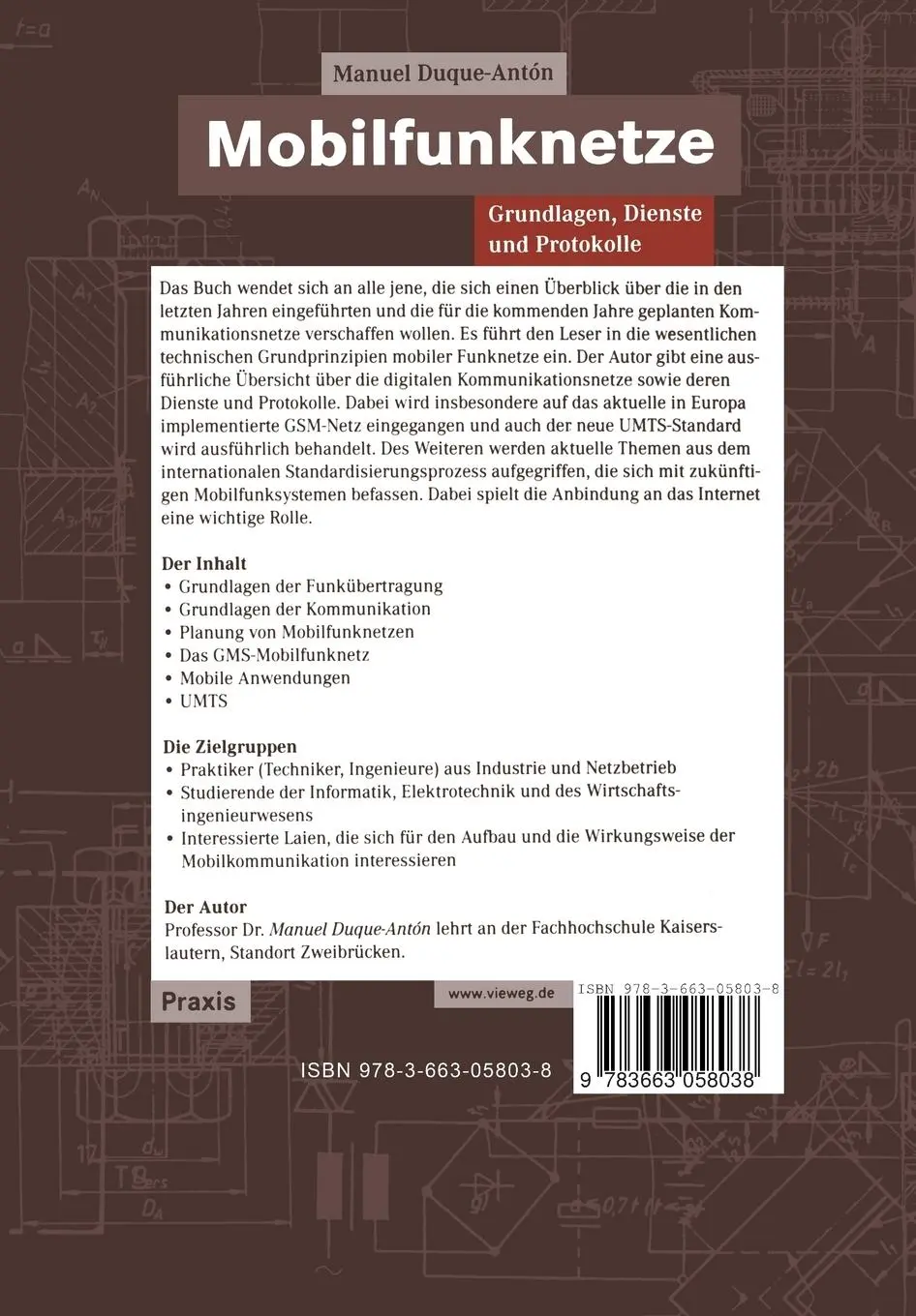 Rückseite: 9783663058038 | Mobilfunknetze | Grundlagen, Dienste und Protokolle | Duque-Antón | x