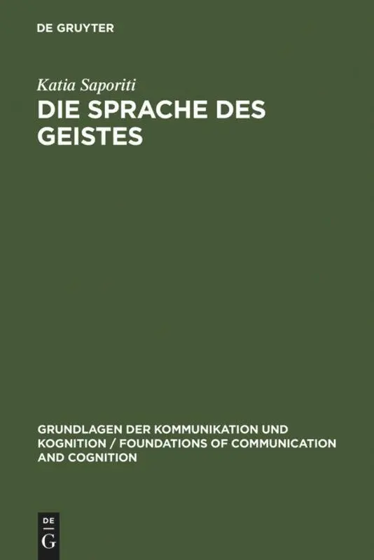 Cover: 9783110148138 | Die Sprache des Geistes | Katia Saporiti | Buch | VIII | Deutsch