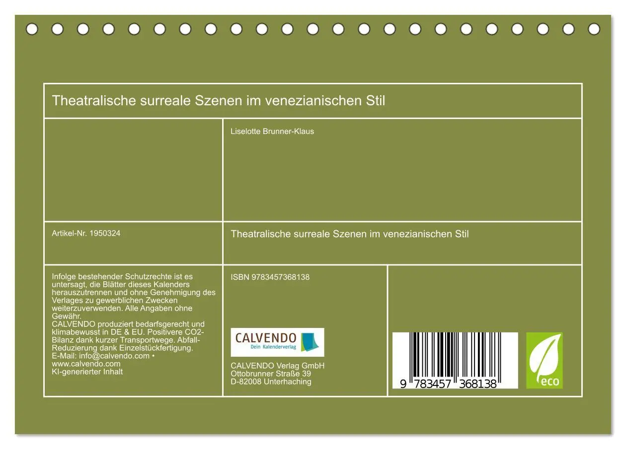 Bild: 9783457368138 | Theatralische surreale Szenen im venezianischen Stil (Tischkalender...