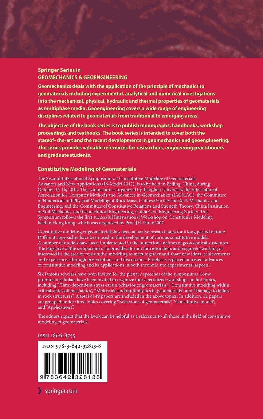 Rückseite: 9783642328138 | Constitutive Modeling of Geomaterials | Advances and New Applications