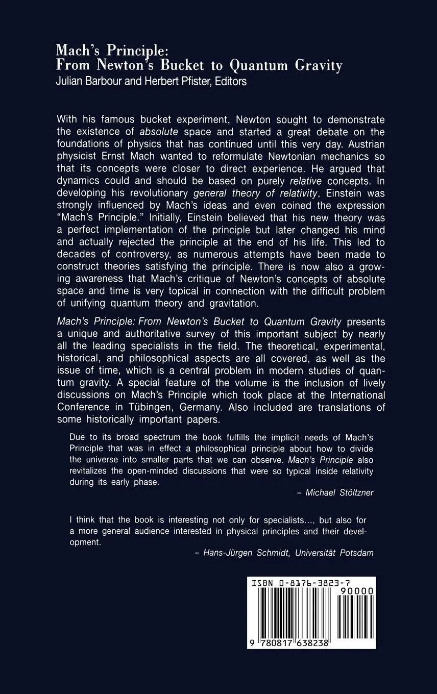 Rückseite: 9780817638238 | Mach's Principle | From Newton's Bucket to Quantum Gravity | Buch
