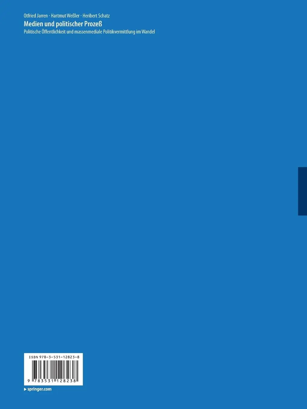 Rückseite: 9783531128238 | Medien und politischer Prozeß | Otfried Jarren (u. a.) | Taschenbuch