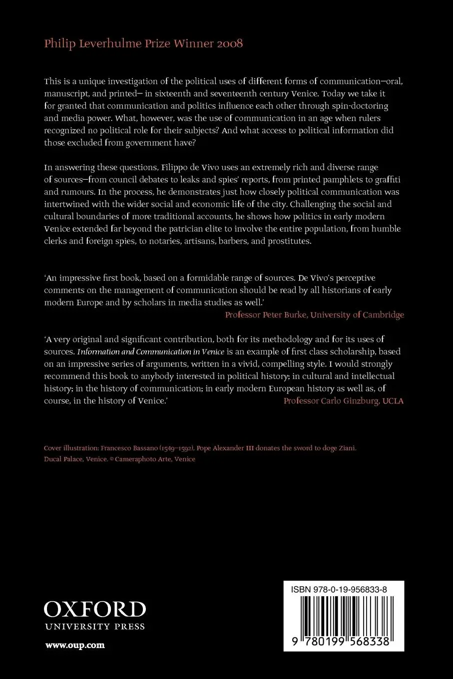 Rückseite: 9780199568338 | Information and Communication in Venice | Filippo De Vivo | Buch