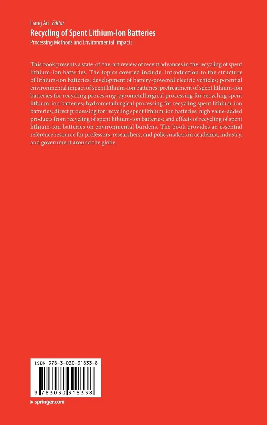 Rückseite: 9783030318338 | Recycling of Spent Lithium-Ion Batteries | Liang An | Buch | vii