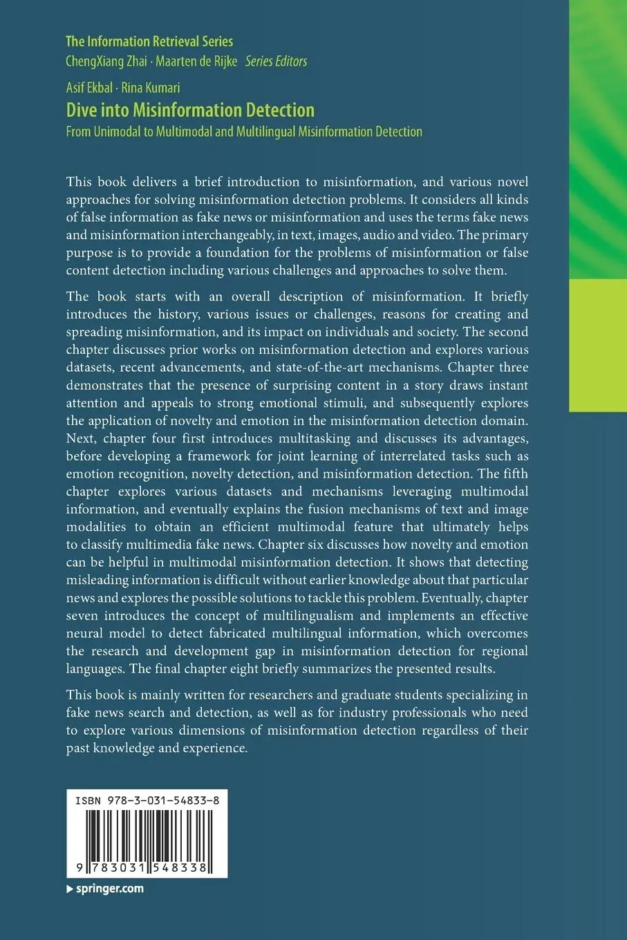 Rückseite: 9783031548338 | Dive into Misinformation Detection | Asif Ekbal (u. a.) | Taschenbuch