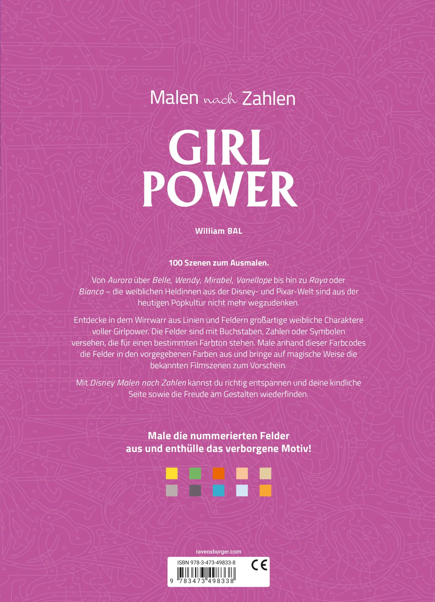 Rückseite: 9783473498338 | Disney - Malen nach Zahlen: Girl Power | Rina Gregor | Taschenbuch