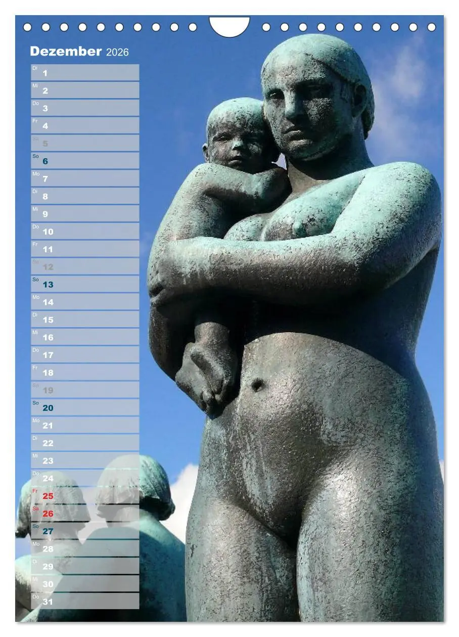Bild: 9783516438338 | Skulpturen im Vigeland-Park Oslo (Wandkalender 2026 DIN A4 hoch),...