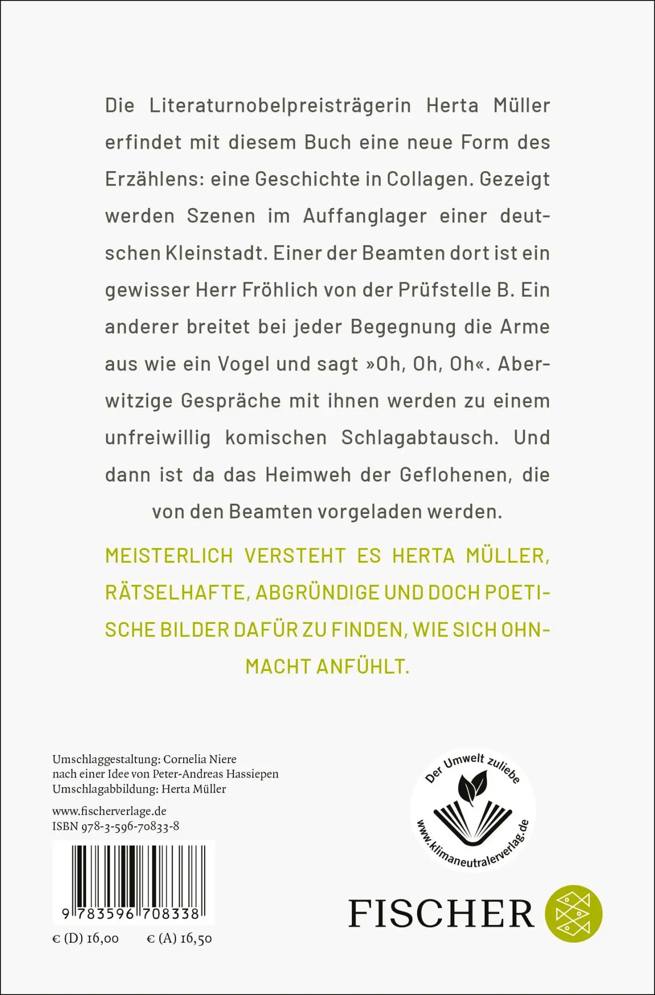 Rückseite: 9783596708338 | Der Beamte sagte | Erzählung | Herta Müller | Taschenbuch | 160 S.