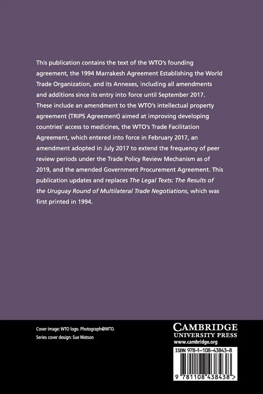 Rückseite: 9781108438438 | The WTO Agreements | World Trade Organization | Taschenbuch | Englisch