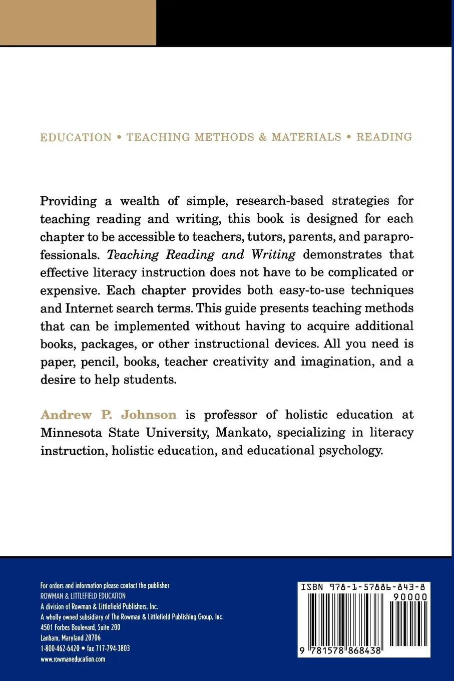 Rückseite: 9781578868438 | Teaching Reading and Writing | Andrew P. Johnson | Taschenbuch | 2008