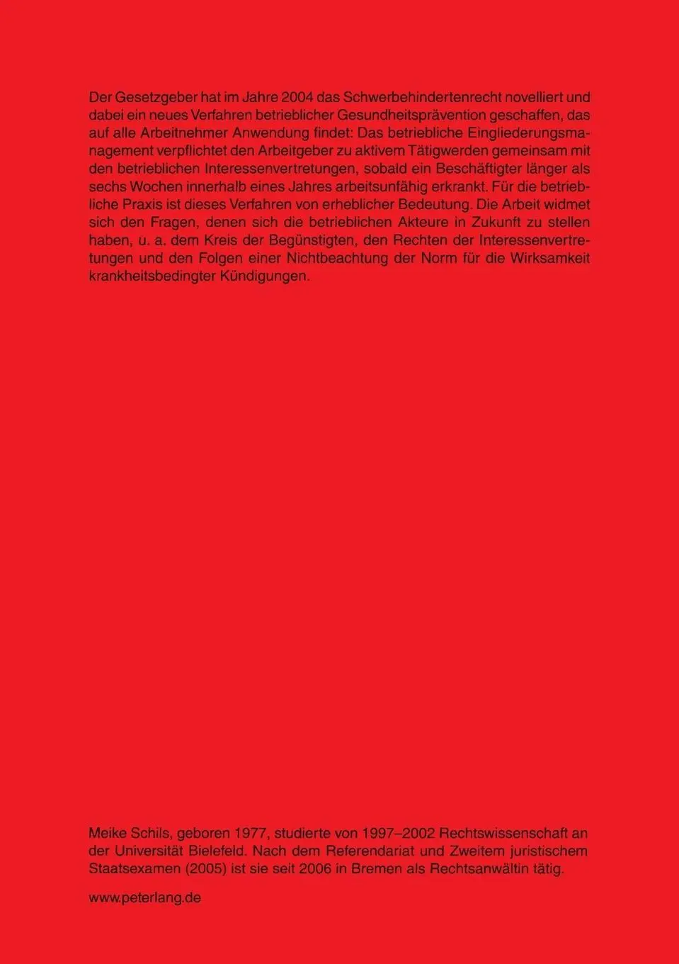 Rückseite: 9783631578438 | Das betriebliche Eingliederungsmanagement im Sinne des § 84 Abs. 2...