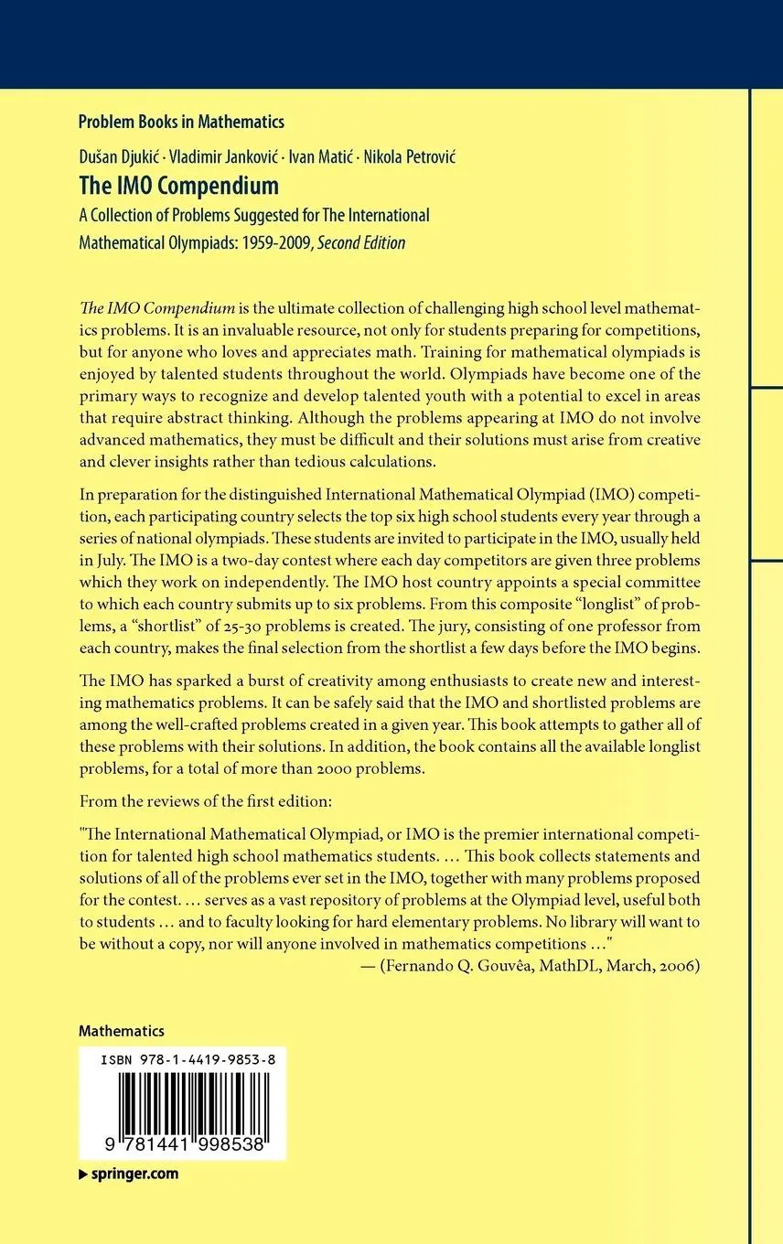 Rückseite: 9781441998538 | The IMO Compendium | Dusan Djukic (u. a.) | Buch | xiv | Englisch