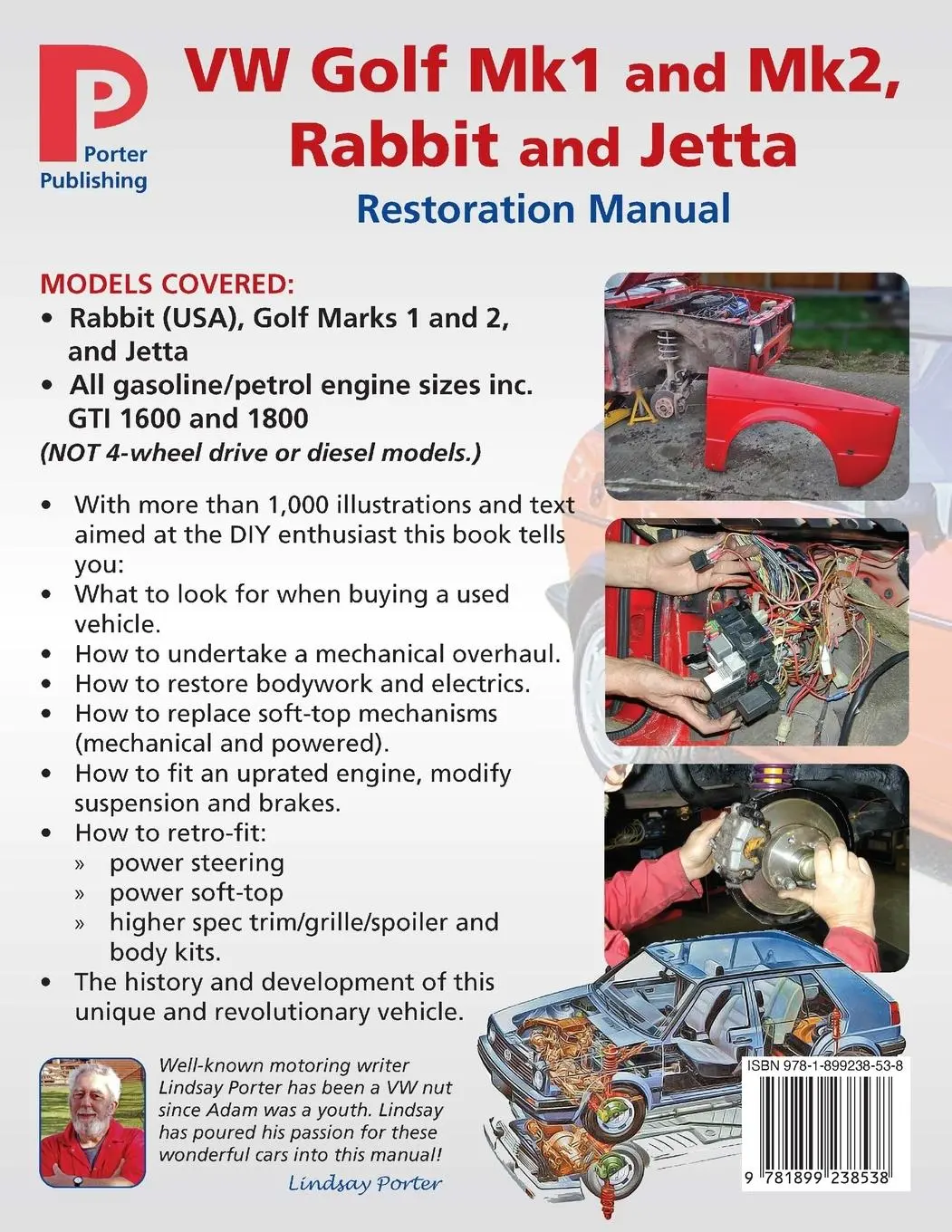 Rückseite: 9781899238538 | VW Golf Mk1 and Mk2, Rabbit and Jetta Restoration Manual | Porter
