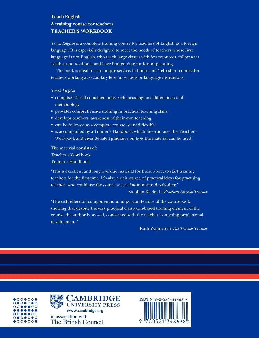 Rückseite: 9780521348638 | Teach English Teacher's Workbook | A Training Course for Teachers