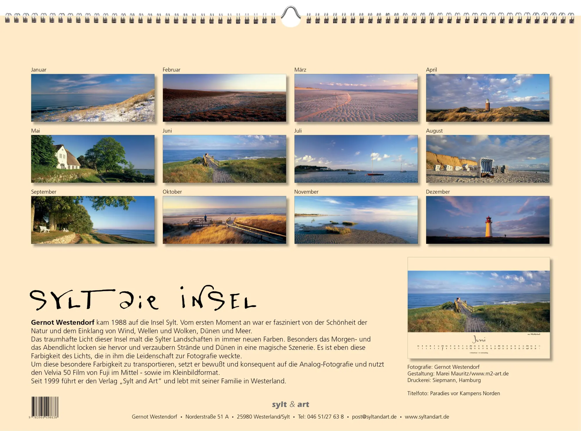 Bild: 9783944498638 | Sylt-die Insel 2026 Panoramakalender | Gernot Westendorf | Kalender
