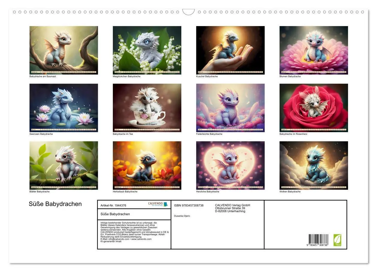 Bild: 9783457308738 | Süße Babydrachen (Wandkalender 2026 DIN A2 quer), CALVENDO...