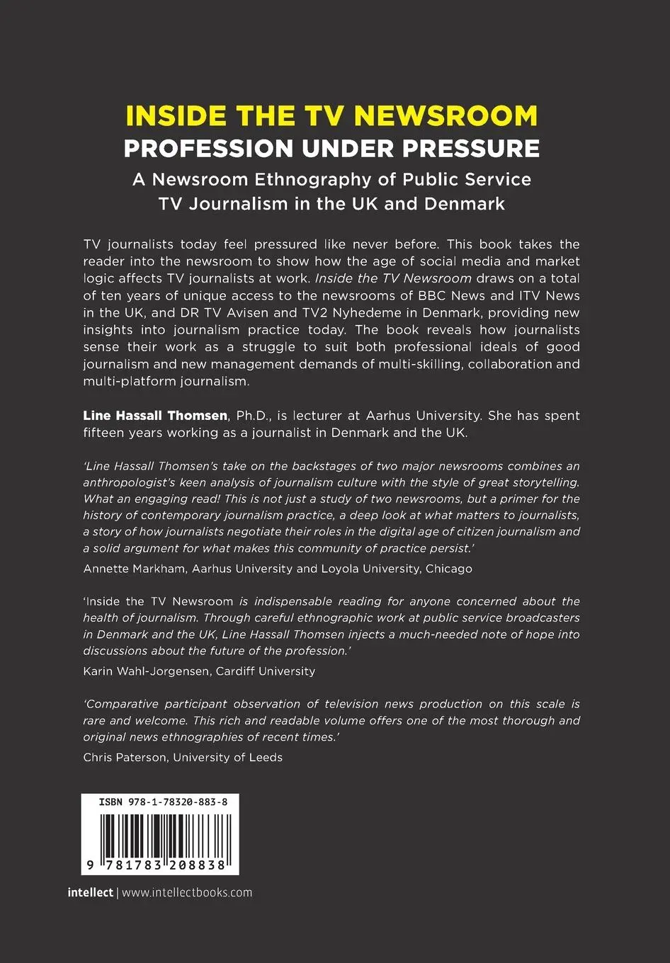 Rückseite: 9781783208838 | Inside the TV Newsroom | Profession Under Pressure | Thomsen | Buch