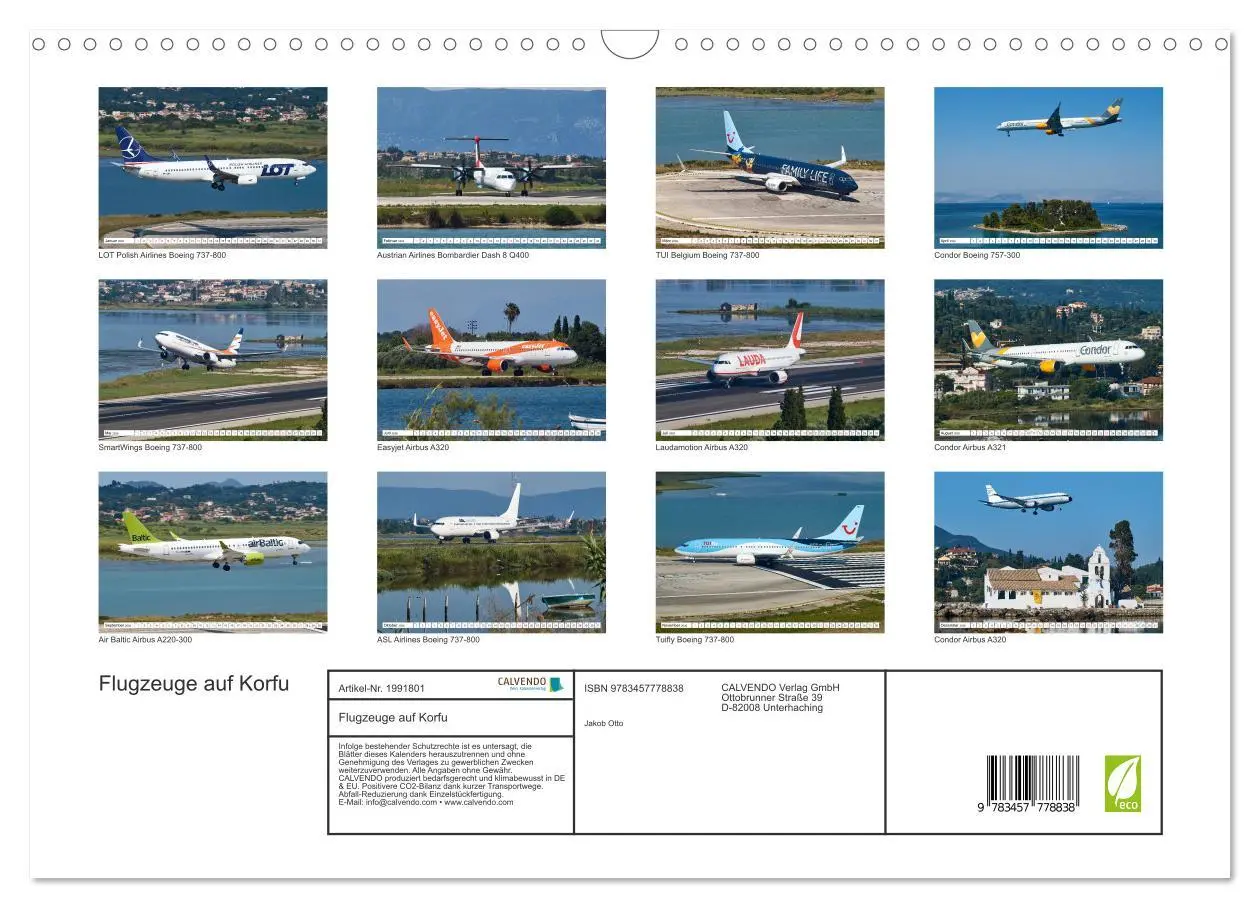 Bild: 9783457778838 | Flugzeuge auf Korfu (Wandkalender 2026 DIN A3 quer), CALVENDO...