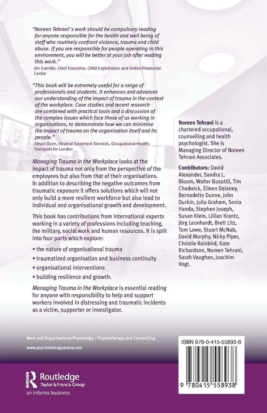 Rückseite: 9780415558938 | Managing Trauma in the Workplace | Noreen Tehrani | Taschenbuch | 2010