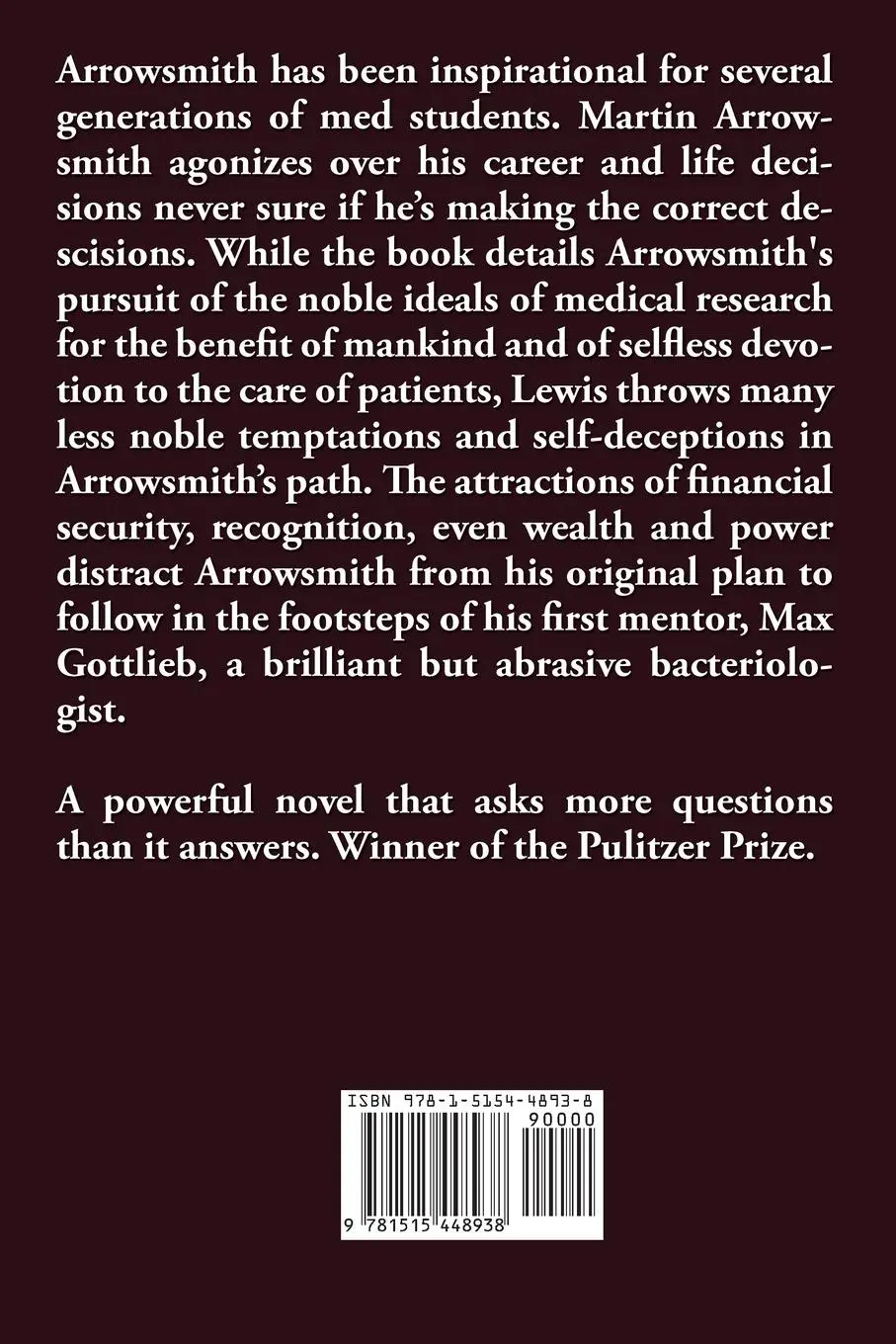 Rückseite: 9781515448938 | Arrowsmith | Sinclair Lewis | Taschenbuch | Paperback | Englisch