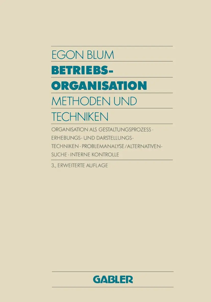 Cover: 9783409318938 | Betriebsorganisation | Methoden und Techniken | Egon Blum | Buch