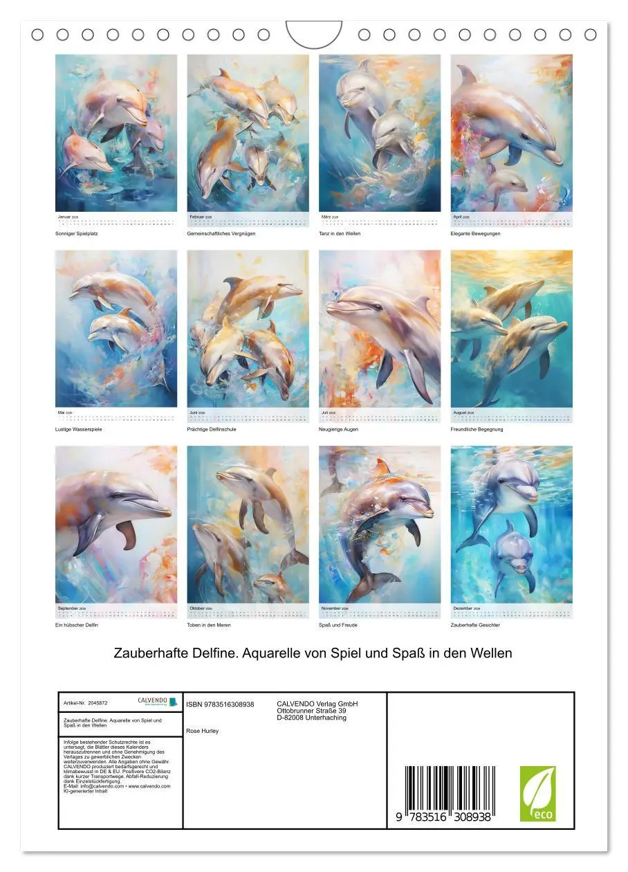 Bild: 9783516308938 | Zauberhafte Delfine. Aquarelle von Spiel und Spaß in den Wellen...