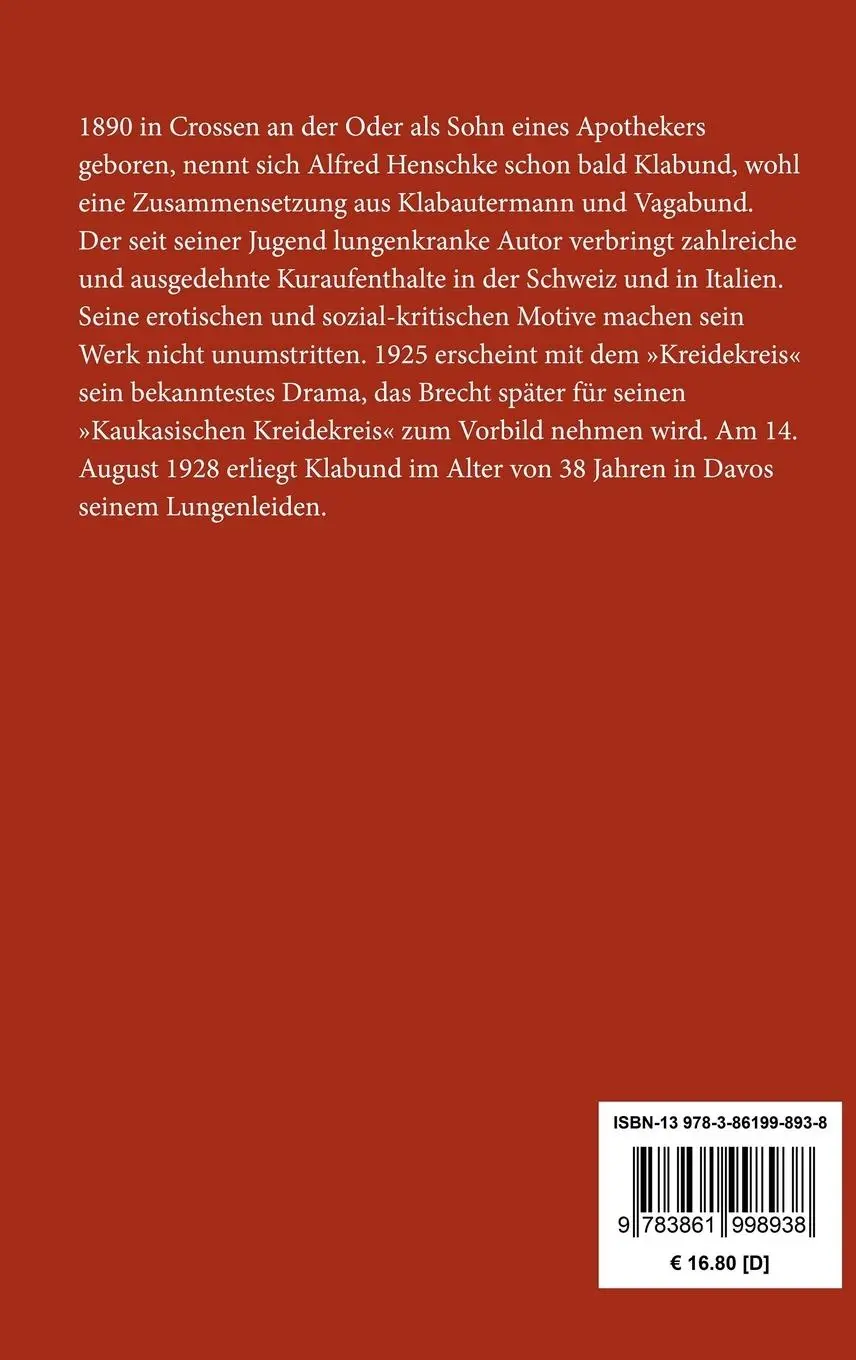 Rückseite: 9783861998938 | Bracke | Ein Eulenspiegelroman | Klabund | Buch | 116 S. | Deutsch